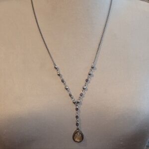 Elegant Tear Drop Beaded Necklace With Golden Yellow Stone Stone